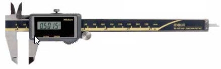 Digital Solar Caliper, 0-200mm/0-8" x .01mm/.0005" No Output, Square Depth Rod & Thumb Roller 500-787 IP67