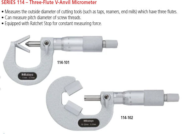 3 Flute V-Anvil Micrometer 70-85mm 114-106