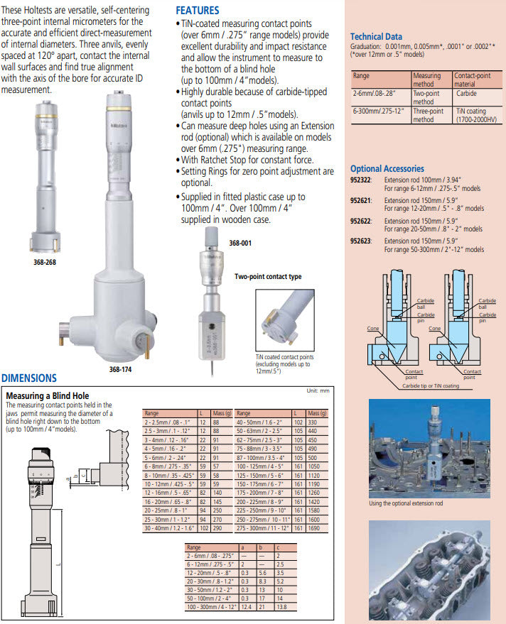 2-Point Internal Micrometer Holtest Set 2-3mm 368-906