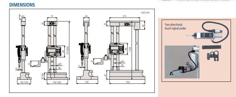 Digital Height Gauge Double Column 0-24"/600mm, Probe Connector, Inch/Metric 192-672-10