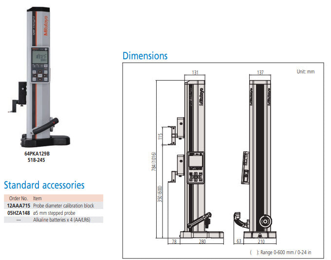 QM Height with Air Floating, Inch/Metric 0-14", 0,00005"/0,0001"/0,0002", 518-245