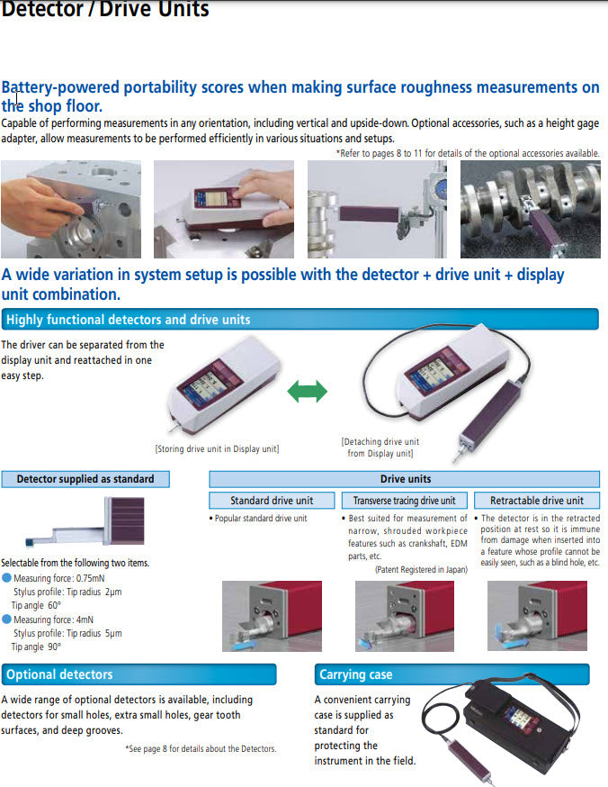 Mitutoyo 178-563-11E Surftest SJ-210 Surface Ronch/mm] “R2µm; .75mN” Range Roughness Tester, 16mm Retractable Type