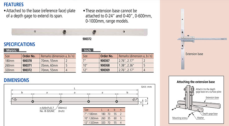 Extension Base, Depth Gauge 900370