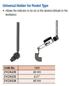 Mitutoyo 21CZA230 Universal Holder for Pocket 513 D=6mm, Dovetail Groove