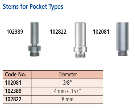 Mitutoyo 102081 Stem for Pocket Dial Test Indicator, Stem 3/8"