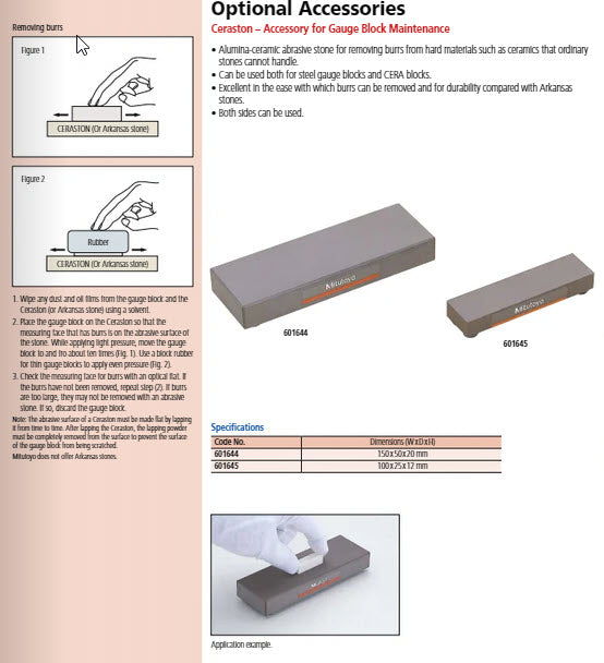 Mitutoyo Cerastone for Gauge Blocks 150x50x20mm Item number: 601644