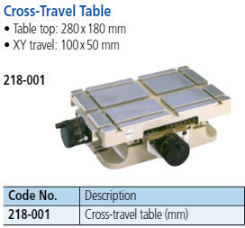 Mitutoyo Cross-travel Table (mm) -- Table top: 280x180mm, XY travel: 100x50mm 218-001