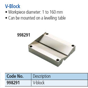 Mitutoyo 998291 Precision V-block for XY levelling table (workpiece ø1 - ø160 mm)