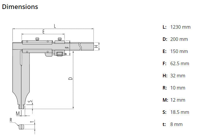 Vernier Caliper, Long Jaw, Fine Adjust. 0-1000mm, 0,02mm, Metric 534-116