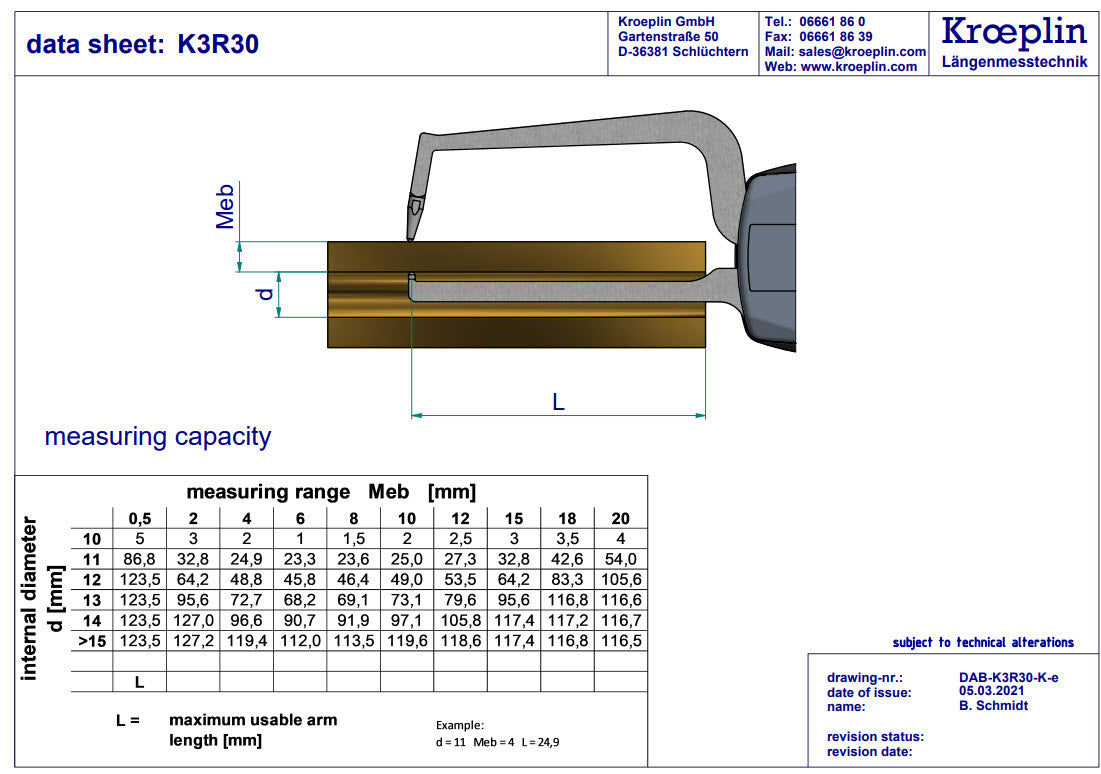 Digital Tube Wall Caliper Gauge 0-30mm, 0.001mm K3R30