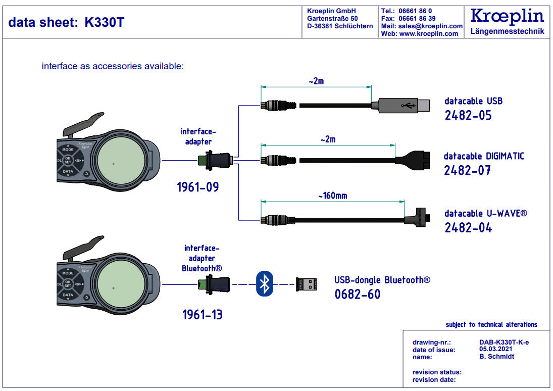 Kroeplin External Digital Caliper Gauge K330T, 0-30mm With Disc 50mm