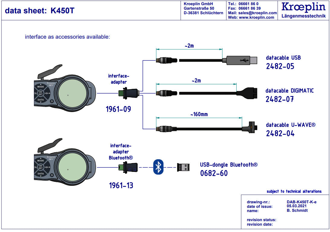 Kroeplin External Digital Caliper Gauge K450T, 0-50mm, 50mm Disc for measuring Foam