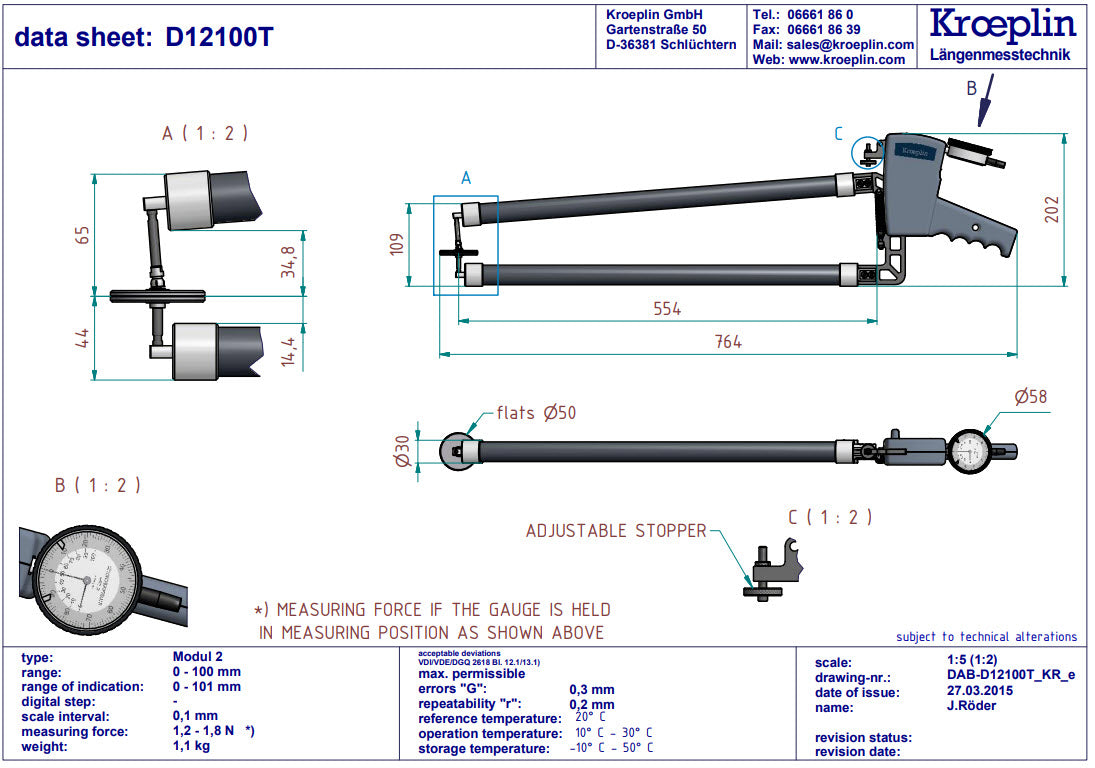 Digital External Caliper Gauge 0-100mm, 0.1mm D12100T