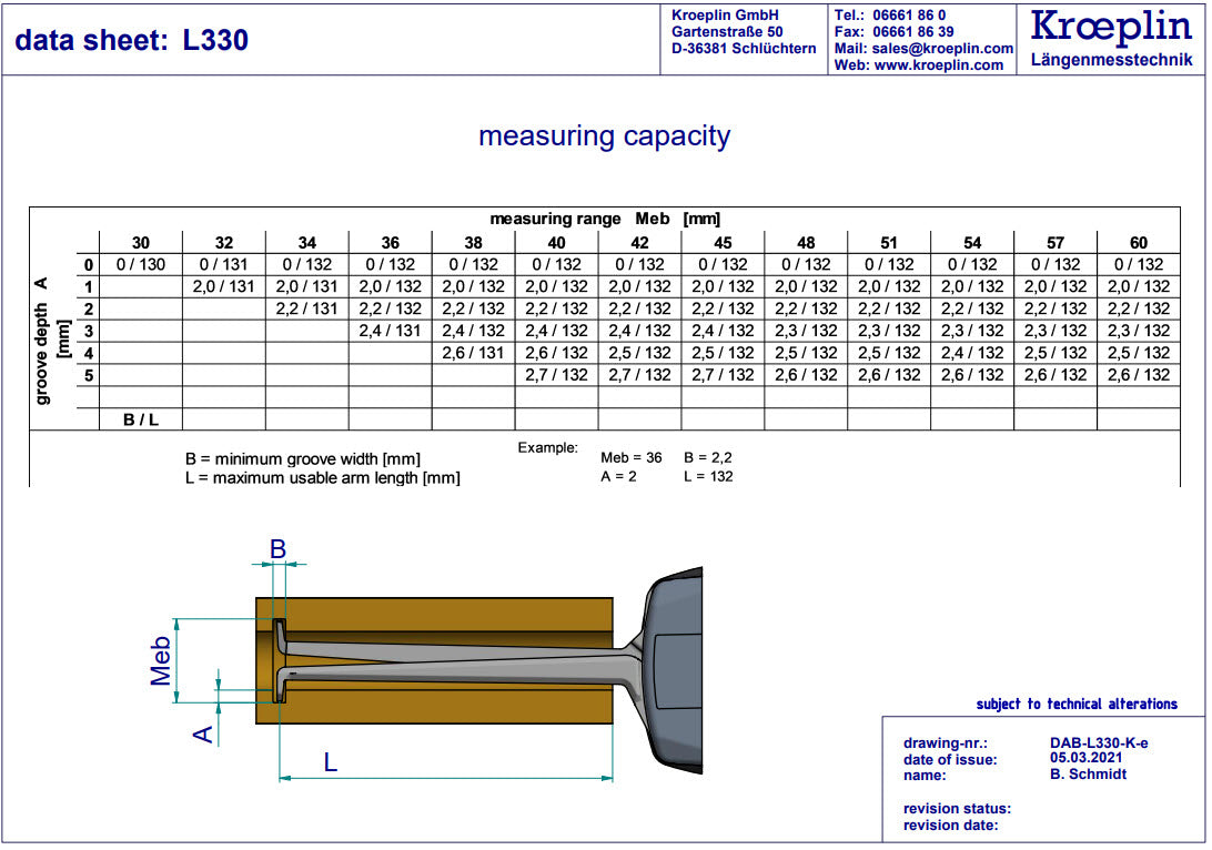 Digital Internal Caliper Gauge 30-60mm, 0.001mm L330