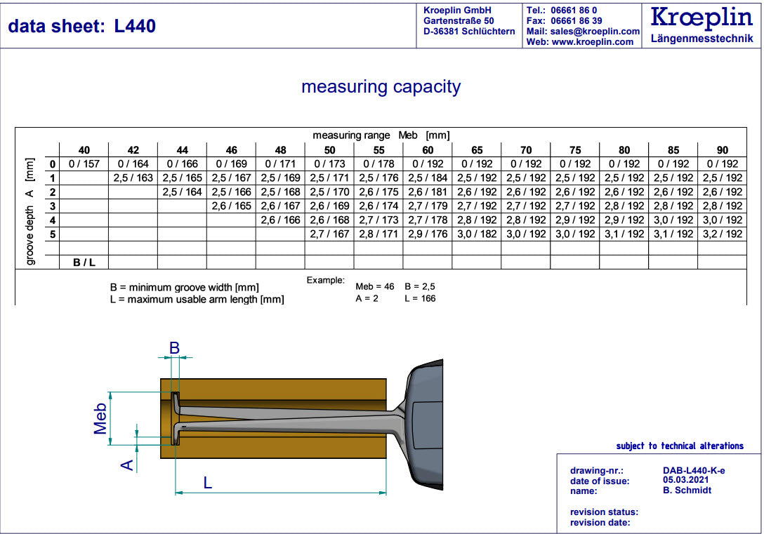 Digital Internal Caliper Gauge 40-90mm, 0.001mm L440