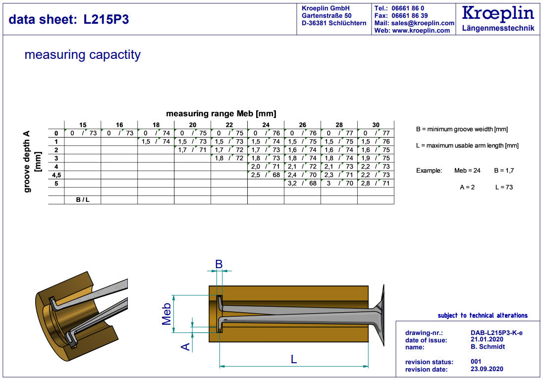 Digital Internal 3-Point Caliper Gauge 15-30mm, 0.001mm, L215P3