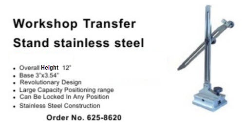 MHC 625-8620 Transfer Dial Gauge stands 12" Post, Indicator rod and clamp. steel base 3 x 3.54" with fine adjustment