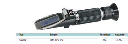 MHC 854-4033 Refractrometer RHB-32ATC, Range 0-32%, Grad. 0.2%, ATC