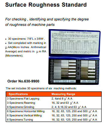 MHC 630-9900 Comparison Kits Description 30 Specimen Inch/Metric Surface Roughness Comparator