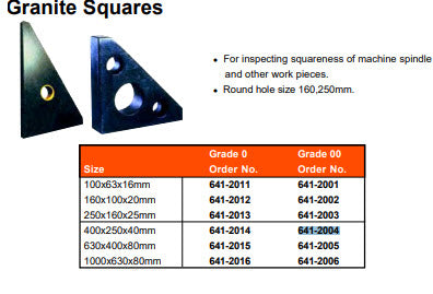 MHS 640-2005 Granite Squares 630x400x80mm, grade 0