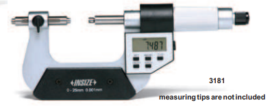 INSIZE Screw Thread Micrometer Electronic Range 0-1"/0-25mm Res .00005"/.001mm 3181-25