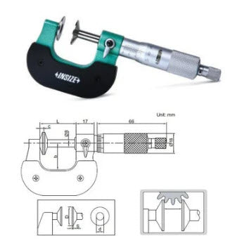 Insize Disc Micrometer Rotating type 0-25mm x .01mm Item number 3282-25 Anvils 20mm