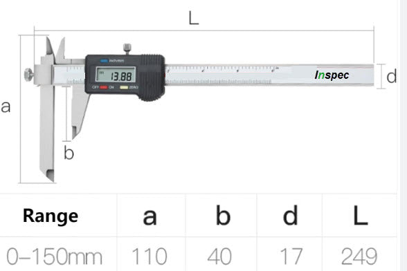 Inspec 404-13-212 offset caliper 0-150mm/0-6" Resolution .01mm/.0005"