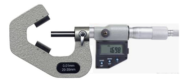 Inspec 231-44-410 Vee Micrometer 3 Flute Range 35-50mm/1.4-2" Resolution .00005''/.001mm