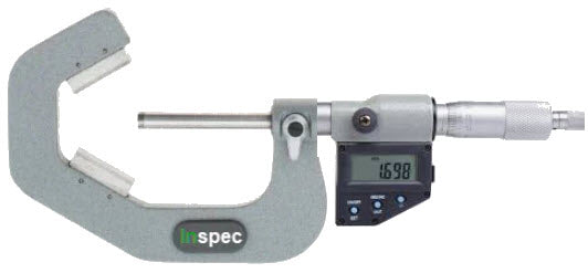 Inspec 231-52-410 Vee Micrometer 5 Flute Range 25-50mm/1-2'' Resolution .00005''/.001mm