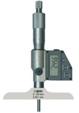 Inspec 233-31-410 Depth Micrometer 0-1"/0-25mm Base 63mm Resolution .001mm/.00005"