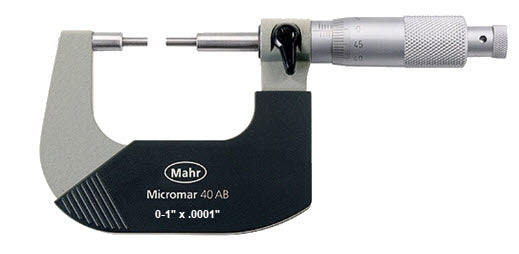 Mahr 4134920 Mechanical Micrometers 40AB Microbar With Reduced measuring faces Range 0-1'' x .0001'', Accuracy .00015''