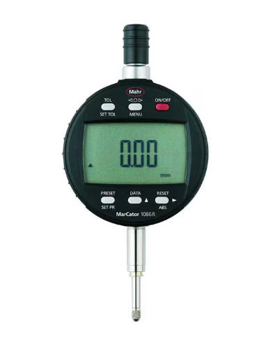 Mahr 4337156 Digital Indicators MarCator 1086 R, Range 25mm/1'' Resolution 0.01 mm / .0005“ Accuracy 0.02mm Repeatability 0.01mm Force 0.65 - 1.15N Stem 3/8''