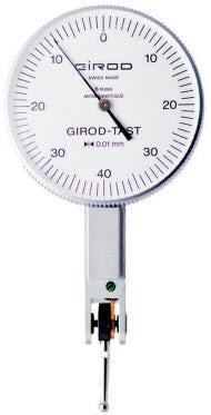 Girod Horizontal Indicator GT1452, Graduation: .01mm, Range: 0.8mm, Reading: 0-40-0, Face 37mm, Stylus 12mm, DIN 2270