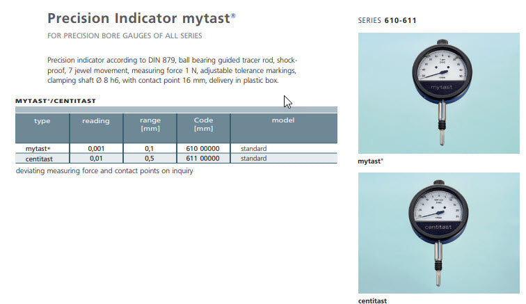 Schwenk Precision pointer mytast reading 0.001 mm DIN 879 MR 0.1 mm Code 610 00000