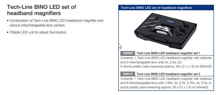 SCHWEIZER 09910 Tech-Line BINO LED set of headband magnifiers