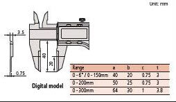 Accud 153-006-11 Digital Accud Blade caliper 0-150mm Resolution .0005"/.01mm