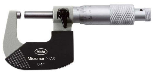 Mahr 4134940 Mechanical Micrometers 40AR Micromar Spherical Anvil Micrometers, Range 0-1'' x .0.0001'' Accuracy .00016''