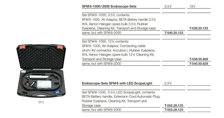 Heine T-539.20.123 Heine SFM8-1000 Flex & Stay Endoscope Set - 3.5V Description : Heine SFM8-1000 Flex & Stay Endoscope Set-3.5V Diameter 0.3"/10mm Radius of curvature 2.36^" (60mm) Direction of view 0