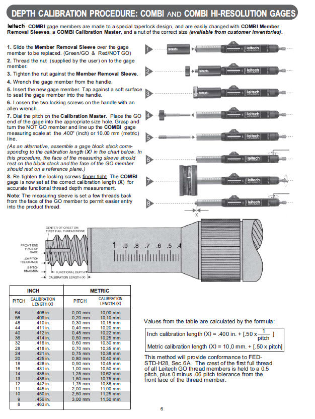 Leitech 303057 Leitech Go-No Go Plug gauge class 2B  Size :1/4-20UNC Depth : 1"