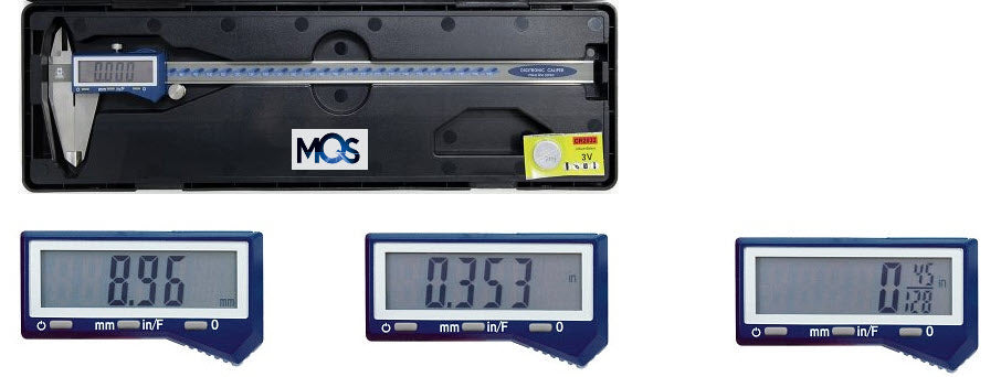 Moore & Wright Fractional Digital Caliper 0-300mm (Square Depth Rod & Thumb Roller) MW110-30DFC