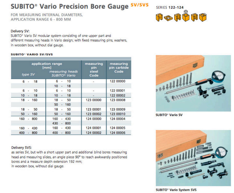 Schwenk 12200002 Vario SV Precision bore gauge range 10-18mm with carbide pins, Without Indicator