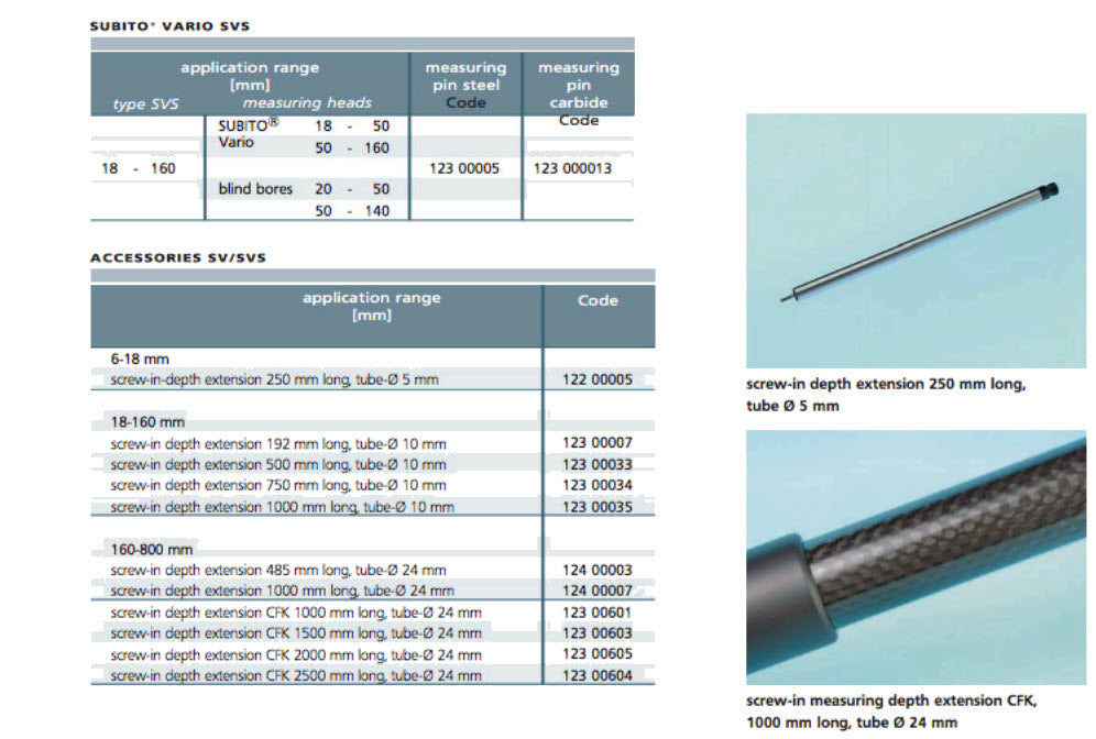 Schwenk 12300009 Vario SV Precision bore gauge range 18-50mm with carbide pins, Without Indicator