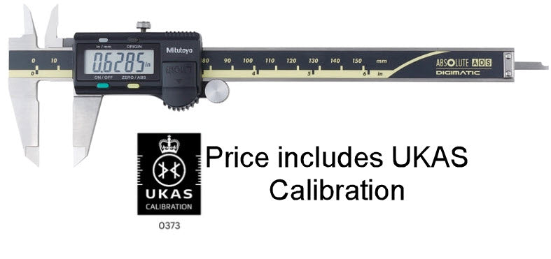 Mitutoyo Digital Caliper 0-150mm/0-6" No Output, Square Depth Rod & Thumb Roller 500-196-30 with UKAS Certificate of calibration