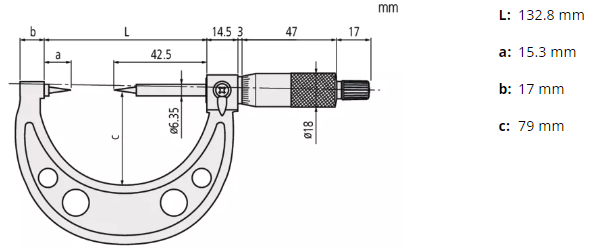 Point Micrometer with Hardened Tip 75-100mm, 30° Tip 112-204