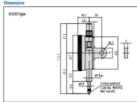 Standard Indicator, Lug Back, ISO Type, 10mm, 0,01mm 2046F