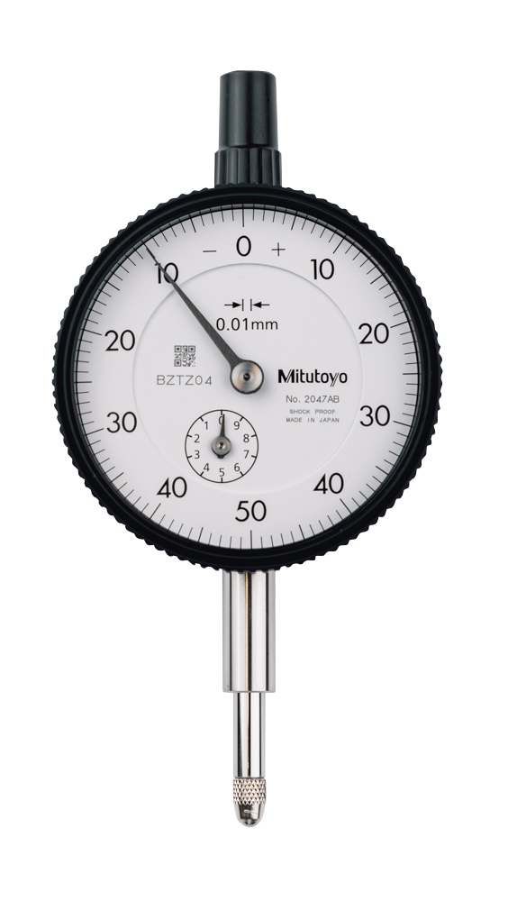 Dial Gauge, Flat Back, ISO Type 10mm, 0,01mm 2047AB