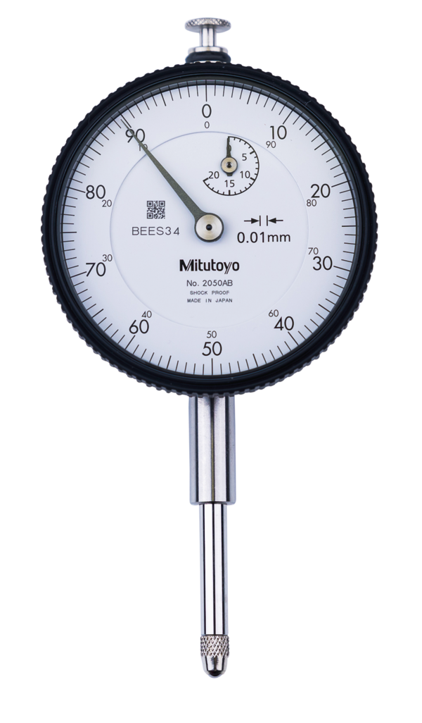 Mitutoyo Dial Indicator, 8mm Stem Dia., Lug Back, Reading 0-100 , Dial Diameter 57mm , Range 0-20mm , Graduation 0.01mm , Accuracy +/-0.02mm  2050F