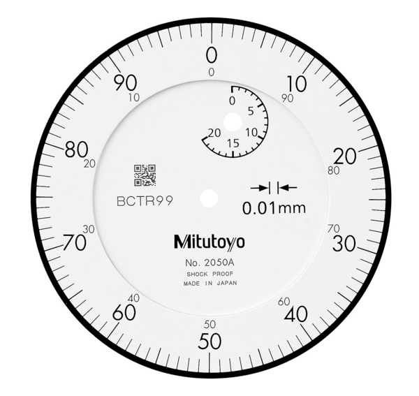 Dial Gauge, Flat Back, ISO Type 20mm, 0,01mm 2050AB-60 Waterproof