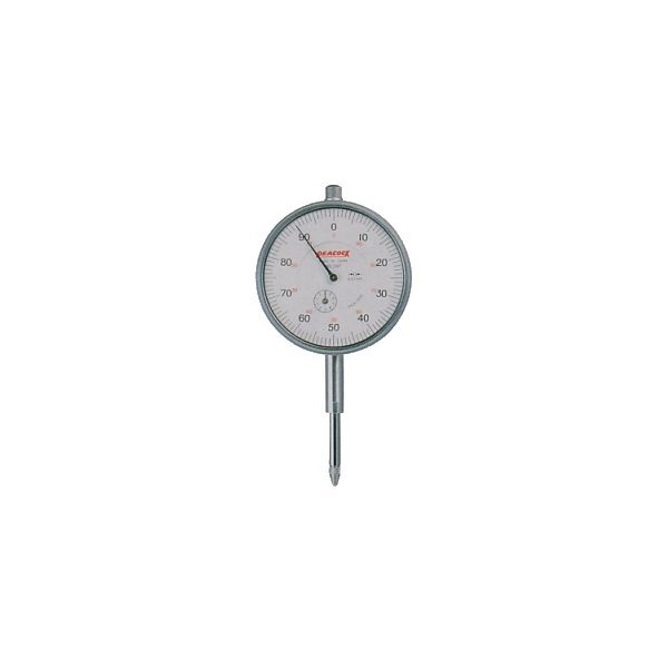 Peacock 207 Dial Indicator, 0-20mm Range, 0.01m Resolution, +/-0.01mm Accuracy, 0-100 Dial Reading, With Lug Back, White Face