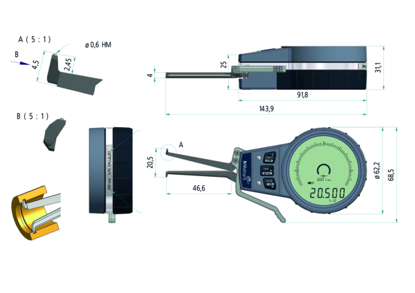 External Digital Caliper Gauge 209-958 0-50mm